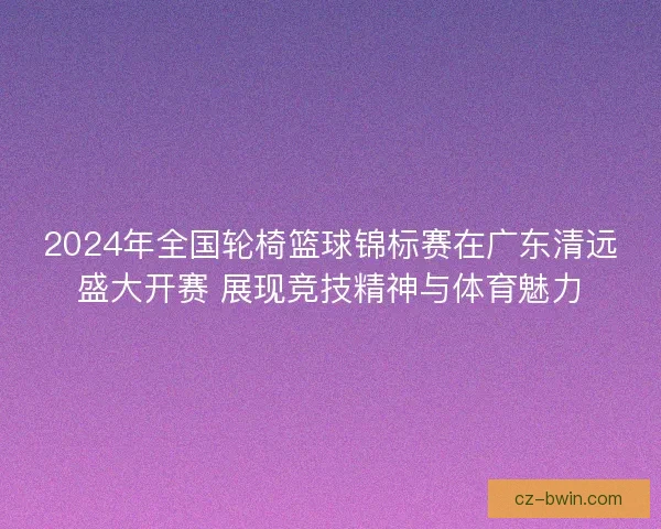2024年全国轮椅篮球锦标赛在广东清远盛大开赛 展现竞技精神与体育魅力